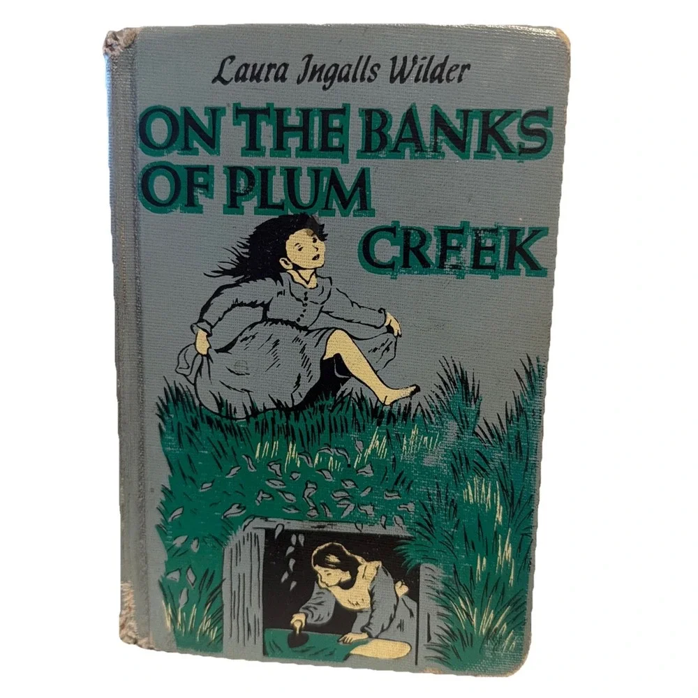 On The Banks Of Plum Creek By Laura Ingalls Wilder RARE Blue‎ Hardcover 1953